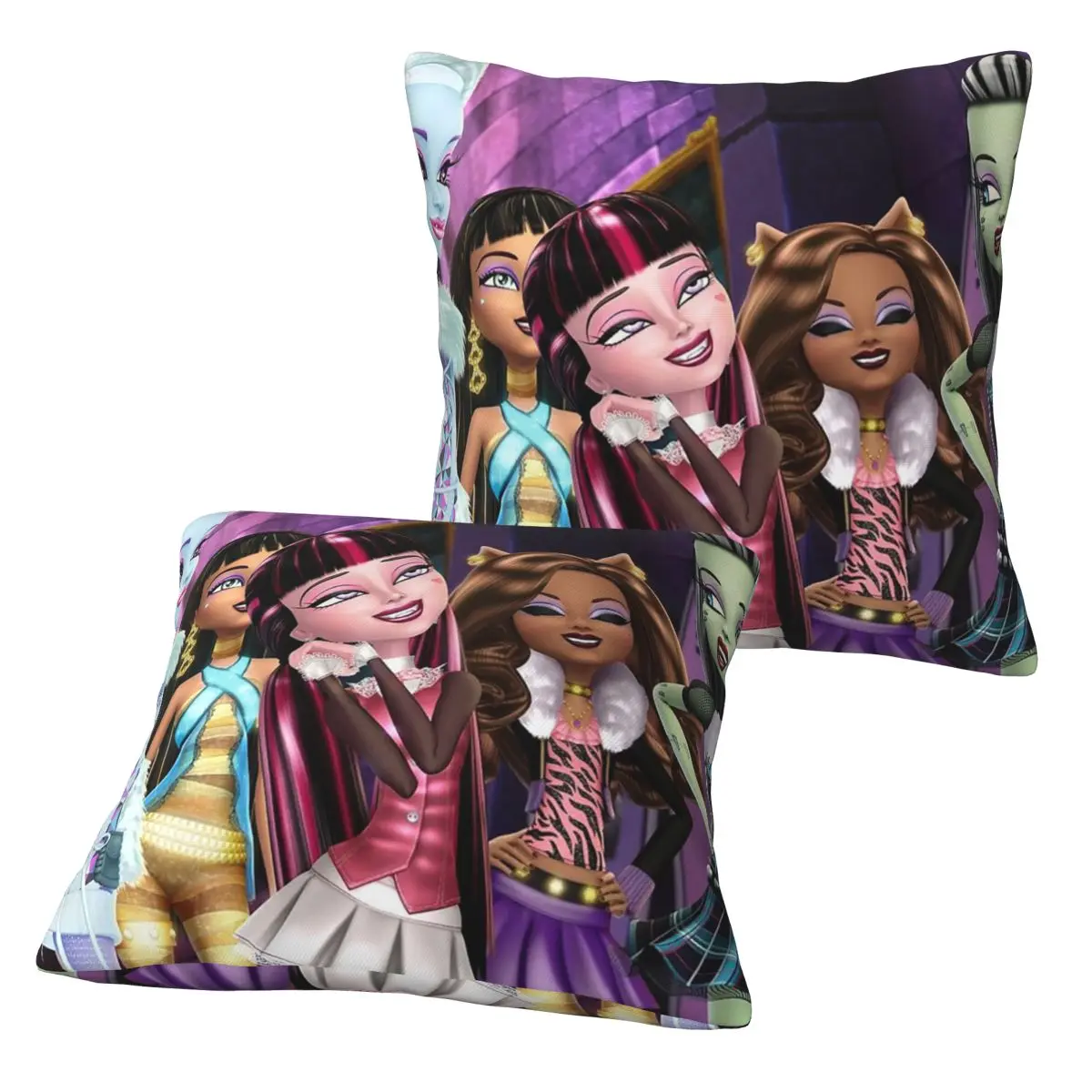 Monster High Movie 2 pcs Square Pillowcase Pillow Cover Cushion Zip Decorative Comfort Throw Pillow for Home Bedroom