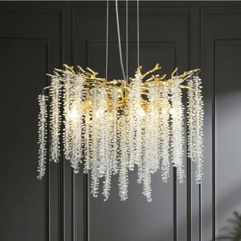

Modern Luxury Branch Ceiling Crystal Chandelier Gold For Bedroom Living Room Dining Room Round Branches Lampara Lamps For Room