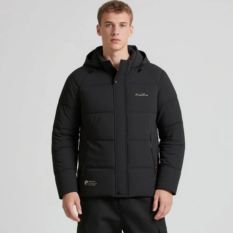 Winter Men Thickening Keep Warm Casual Coat New Fashion Removable Hat Jacket Outdoors Loose Comfort Solid Windproof Parka Men