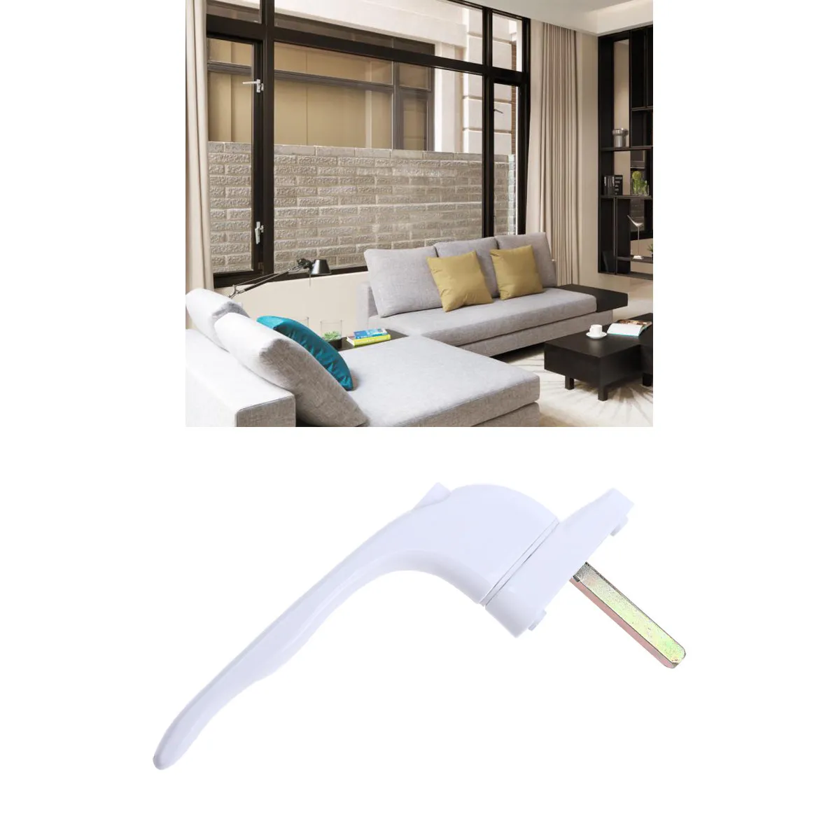 Aluminum Alloy White Window Handle Key Locking Push Button Easy Fit Inline Lever Lock Handle Home Safety Replacement