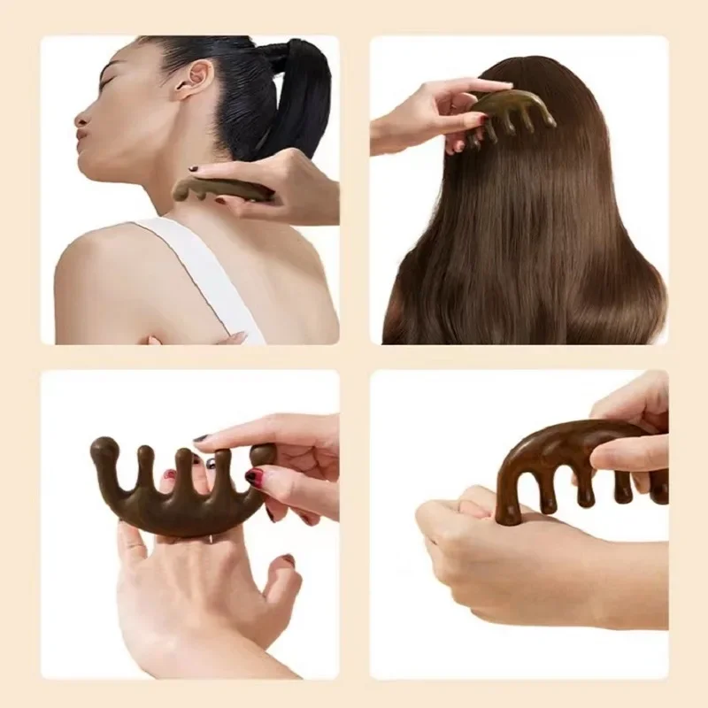 Sandalwood Massage Comb Five-Tooth Handleless Wooden Comb Blood Circulation Smooth Hair Mother's Day Gift