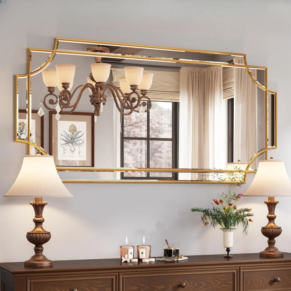 

Large Gold Mirror for Wall, Gold Traditional Wall Mirror Beveled Full Length Mirror Home Decor for Bathroom Bedroom Kitchen