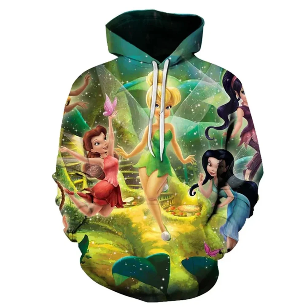 2024 Disney Tinker Bell Men Women 3d Hoodies Casual Hip Hop Streetwear Long Sleeves Sweatshirts Boys Girls Autumn Tops Coats