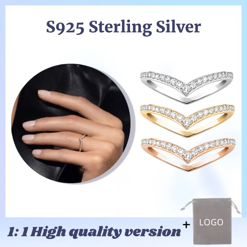 Official-Website S925 Sterling Silver Fiery Ring Simple Fashion Luxury Jewelry Rings for Women