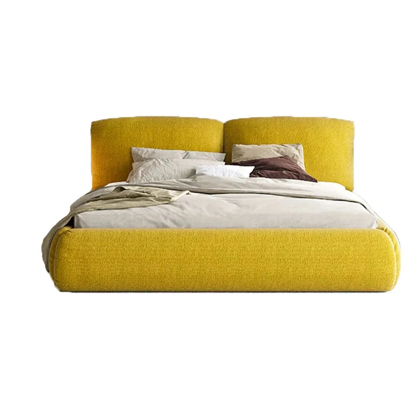 

Modern simple elephant ear chenille velvet fabric bed master bedroom high-end atmospheric double soft bed designer