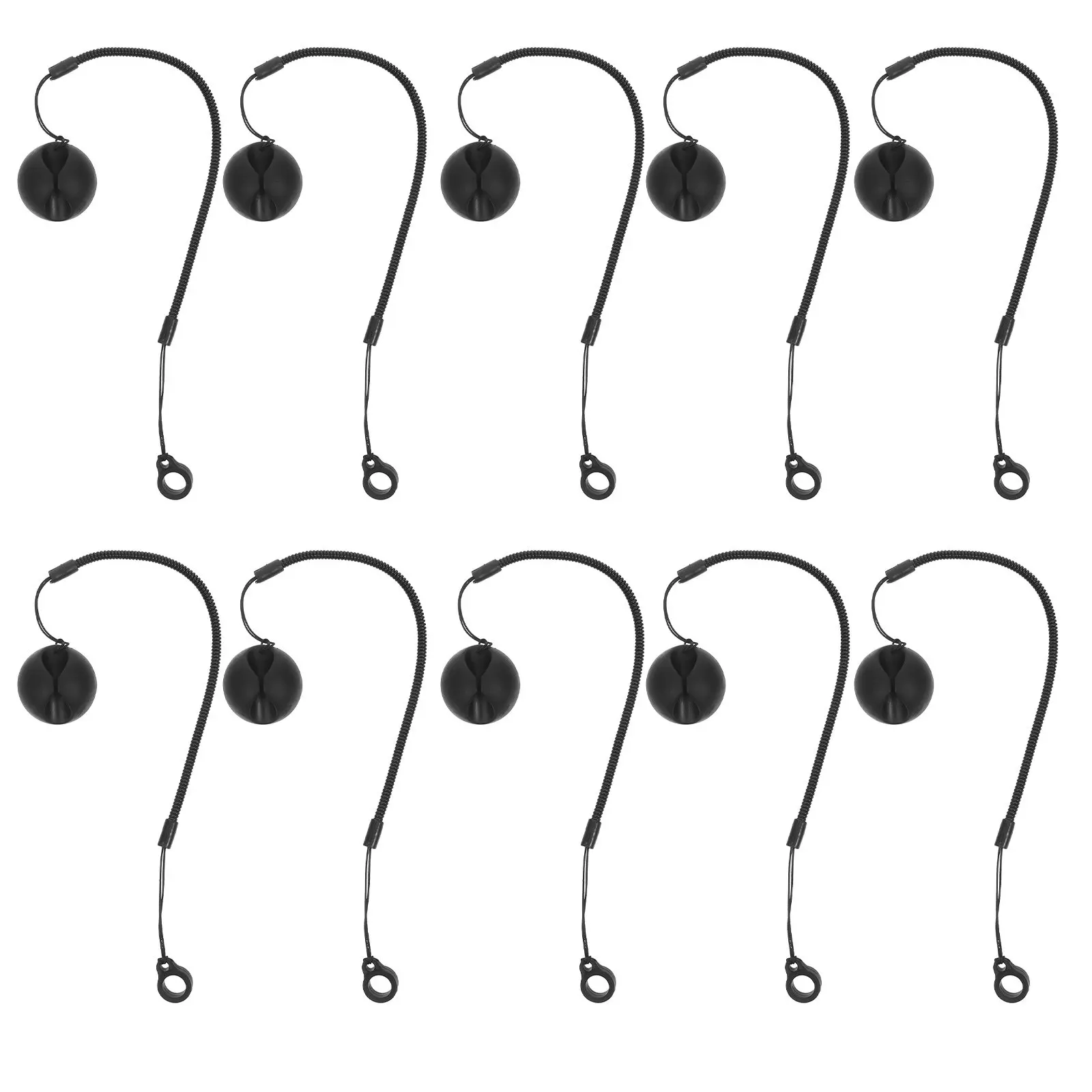 10Pcs Tamper Proof Pen Holder with Retractable Pen Leash Lanyard Firm Base for Bank Office Store Reception Counter Workspace