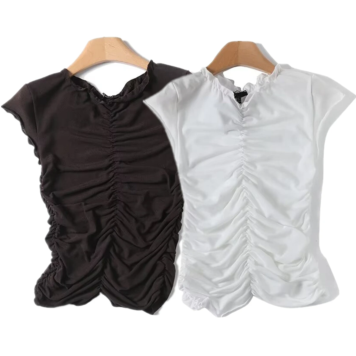 

Jenny&Dave Nordic Minimalist Pleated Texture Shirt Sleeveless T-shirt Sexy Elegant Tank Tops Slim Fit Summer T-shirt Women