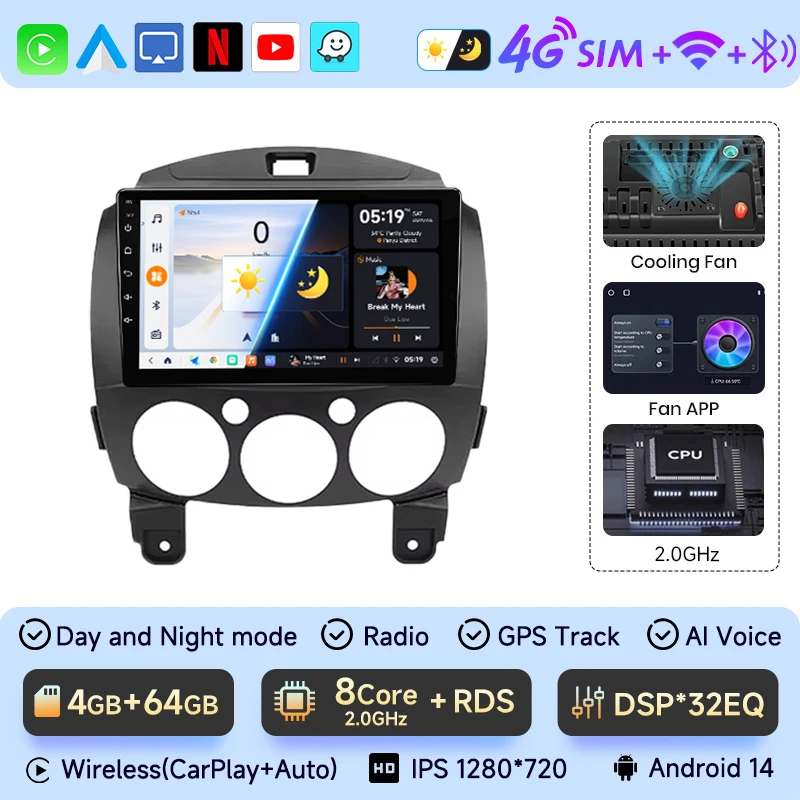 4G Auto Android Radio Multimedia Speler Voor Mazda 2 Mazda2 2007 2008 2009 2010 2011 2012 2013 2014 Gps Navi 2din 2 Din Autoradio