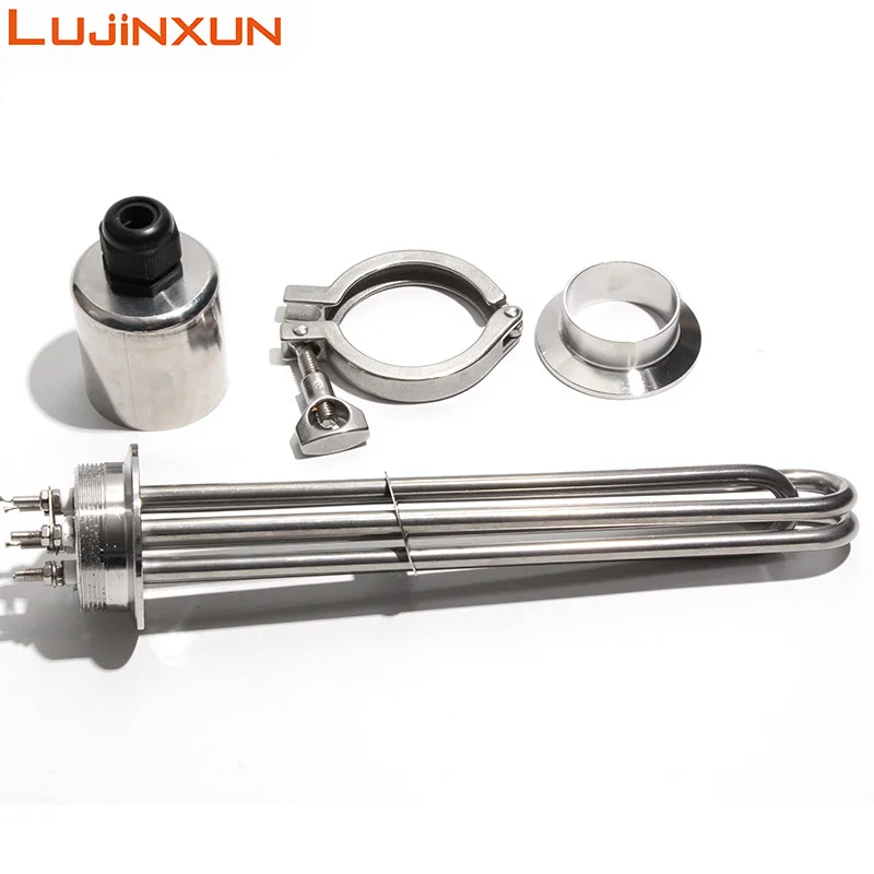 LUJINXUN 2 "ثلاثي المشبك 63 عنصر التدفئة الكهربائية SUS304 أنبوب سخان 220 فولت/380 فولت سخانات الغمر عشرة 3-12KW للمياه/الزيت