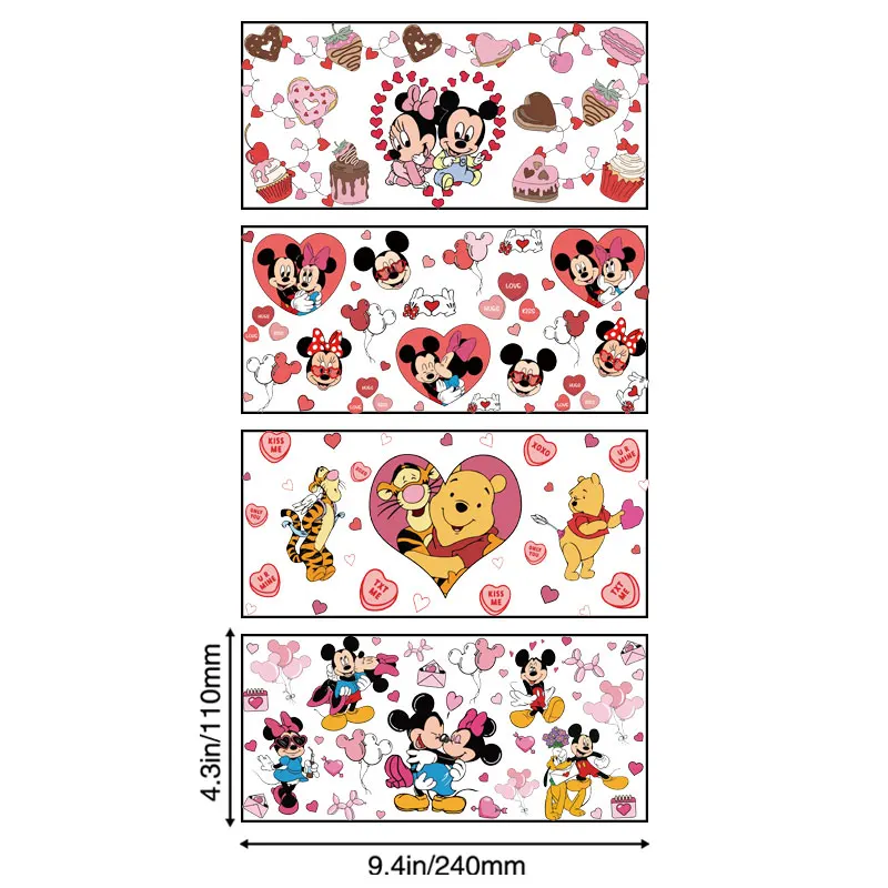 Disney  Valentine's Day UV DTF Transfers Stickers For 16oz  Glass Can Personalize Transfers Selfadhesive Waterproof Cup Wrap