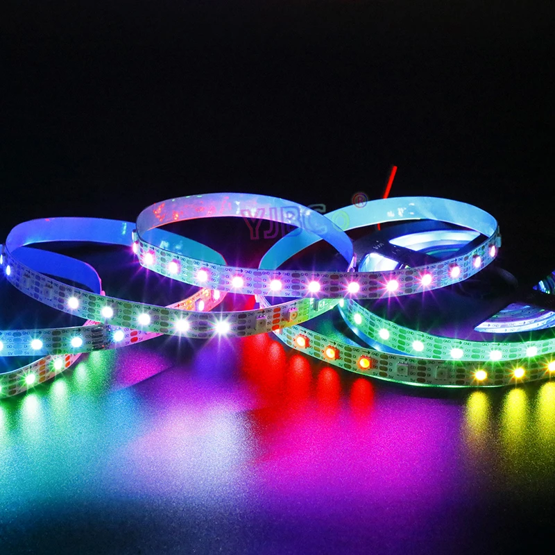 Bande lumineuse LED SK9822 adressable 1 ~ 5m 5V données et horloge séparées 30/60/144 diodes/m SMD 5050 RGB pixel bande lumineuse intelligente APA102