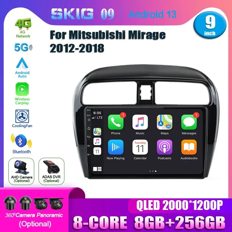 

Android 13 Car Radio 5G WIFI For Mitsubishi Mirage 2012-2018 Multimidia System Video Player Navigation DSP QLED Carplay Stereo