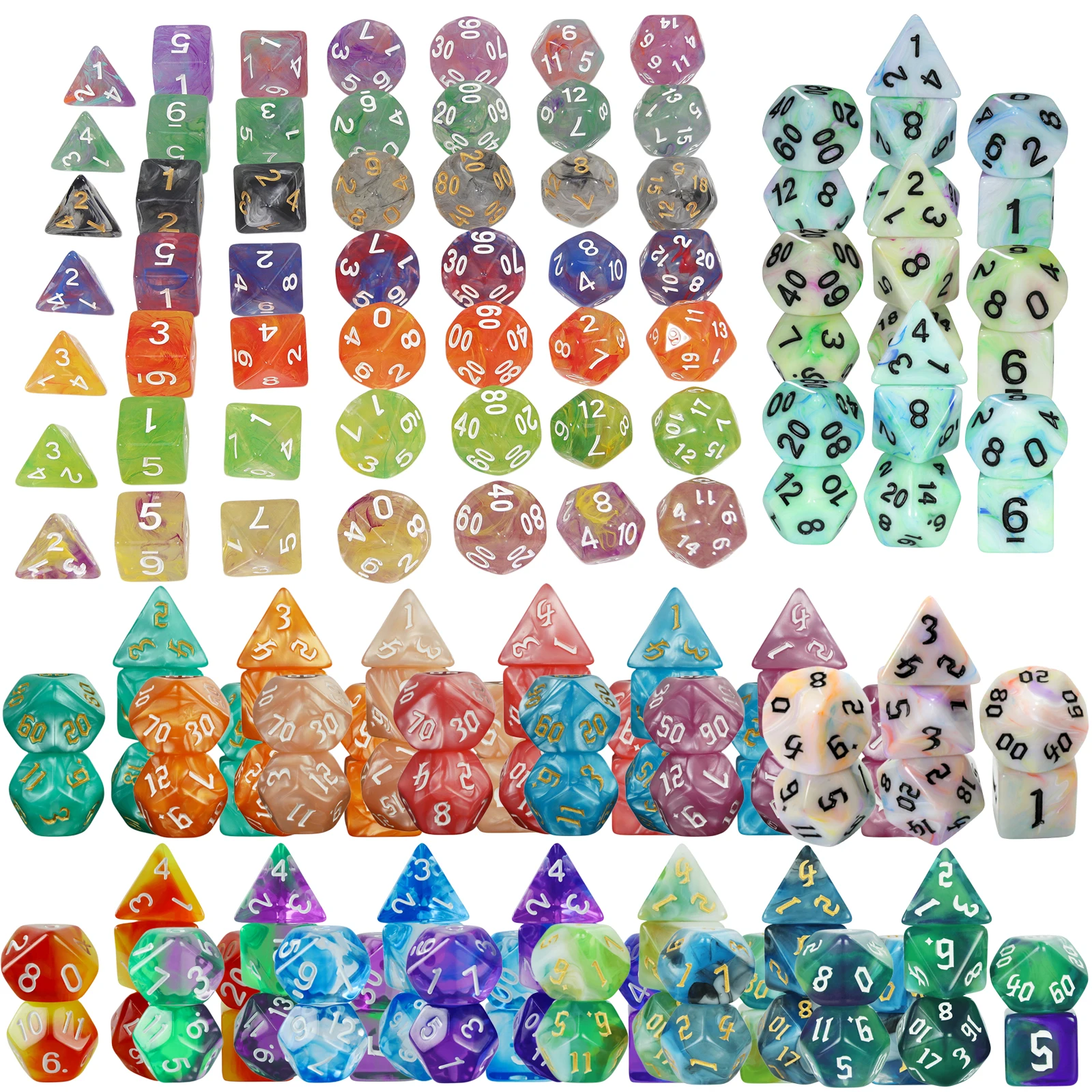 

DND Dice Set 7pcs Polyhedral Board Game Dice for Board Game Roleplay Game, Mixing Color Dice, 24 Color for Choice