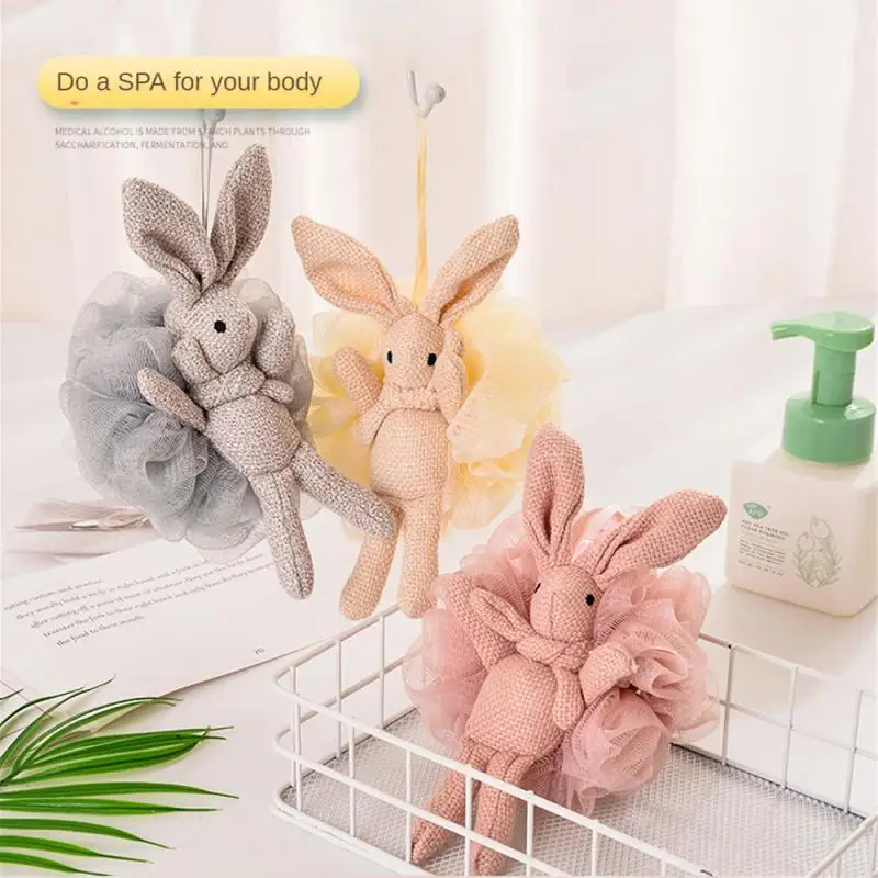 1~10PCS Lovely Bathing Wishing Rabbit Design Bath Balls Baby Bath Sponge Body Massager Cleaning Shower Brush Kids Adult Skin