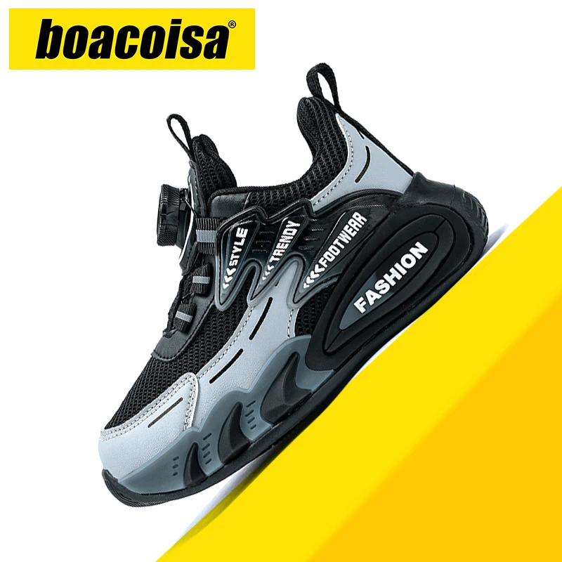 

Детская повседневная сетчатая обувь для мальчиков, спортивные дышащие противоскользящие уличные удобные прогулочные детские кроссовки на плоской подошве boacoisa
