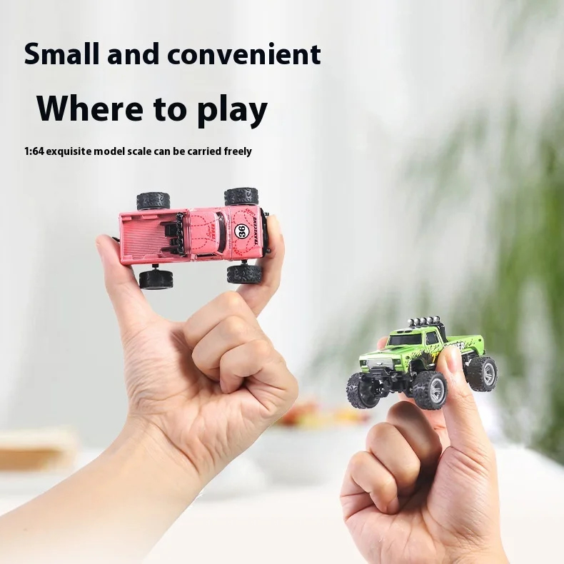 2..4G New RC Cross-Country Vehicle 1:64 Speed Mini Remote Control Car Alloy Cool Lighting Shock Absorption Children'S Toys