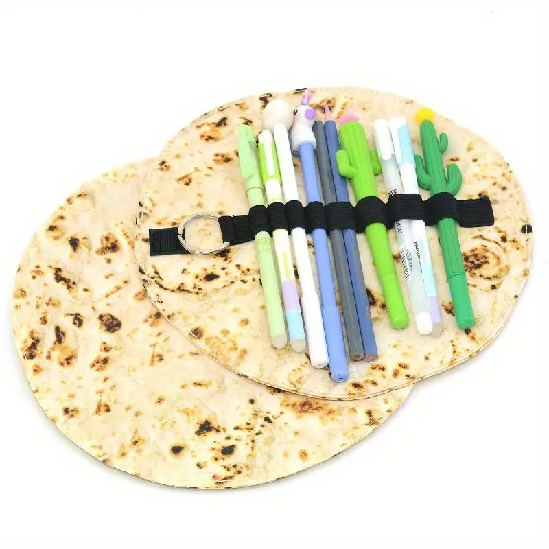 1 Stück Pfannkuchen-Stifttasche, Make-up-Pinsel-Aufbewahrung, tragbare kreative Federtasche, Rolltasche, Schul- und Bürobedarf