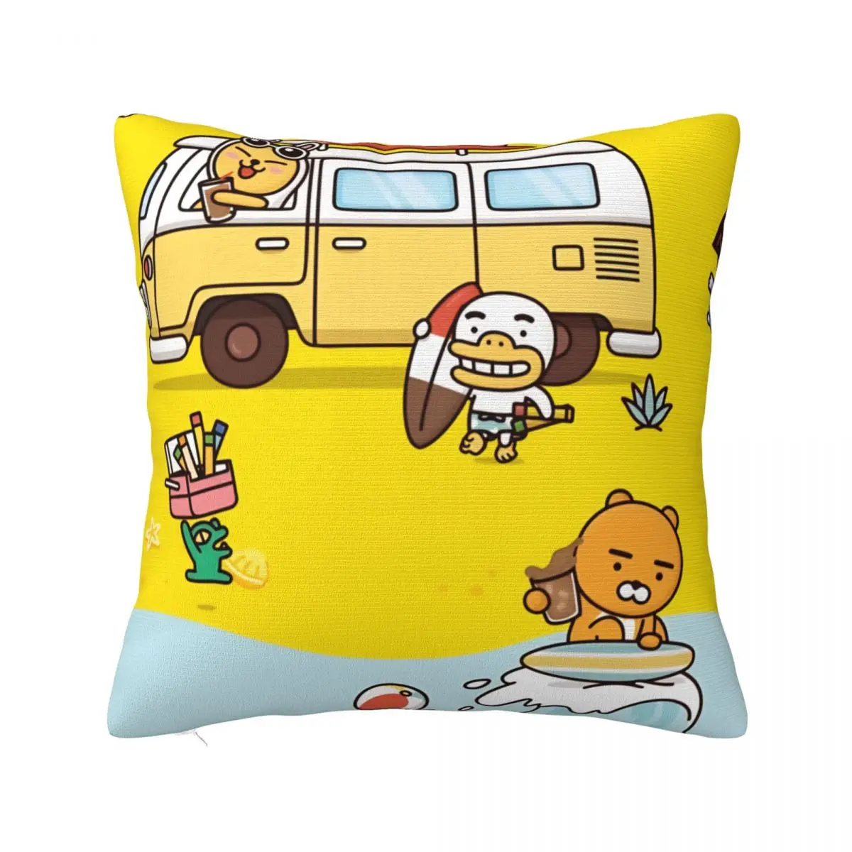 K-Kakaos F-Friends Tube Apeach Ryan Trio Pillow Cover Cushion Cover Square Pillow Case Fun Pillowcases For Sofa Home Decoration