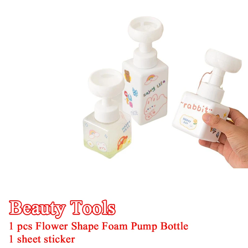 

250/450 мл пенопластовый насос в форме цветка, дозатор, пластиковая квадратная пустая жидкая мыль для рук, контейнер для шампуня, мультяшная банка для дома