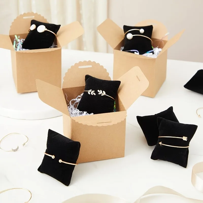2pcs Black Flannelette Bracelet Cushion Pillow Small Cotton Pillow Holder Watch Display Pillow Fixed Pillow Insert Pillow Core