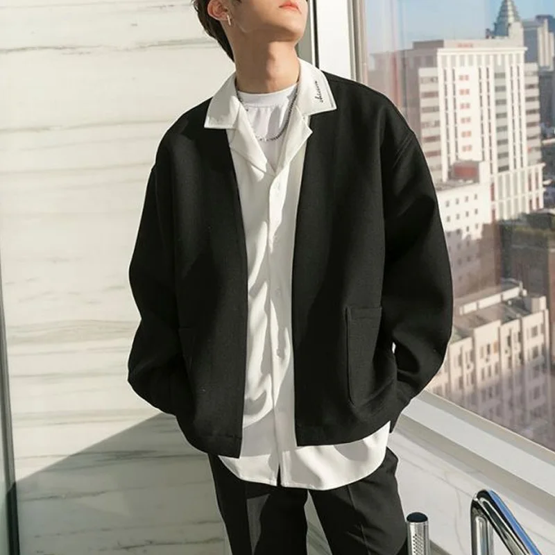 2024 Spring and Autumn Korean Edition Pi Shuai Trendy Light Luxury Loose Casual Fake Two Piece Spliced Shirt Casual Coat for Men
