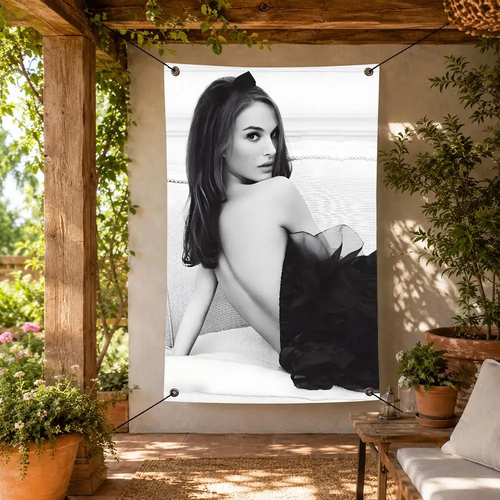 Hollywood Actress Natalie Portman Flags Decorative Flag Banner for Indoor Outdoor Wall Garden Yard Porch Patio Home Party Decor