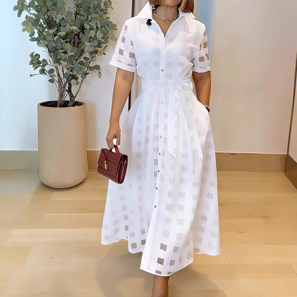 

Ele Slim Fit irt Dr ort Sve Прозрачная клетчатая талия Светло-желтая длинная юбка-миди на весну и осень