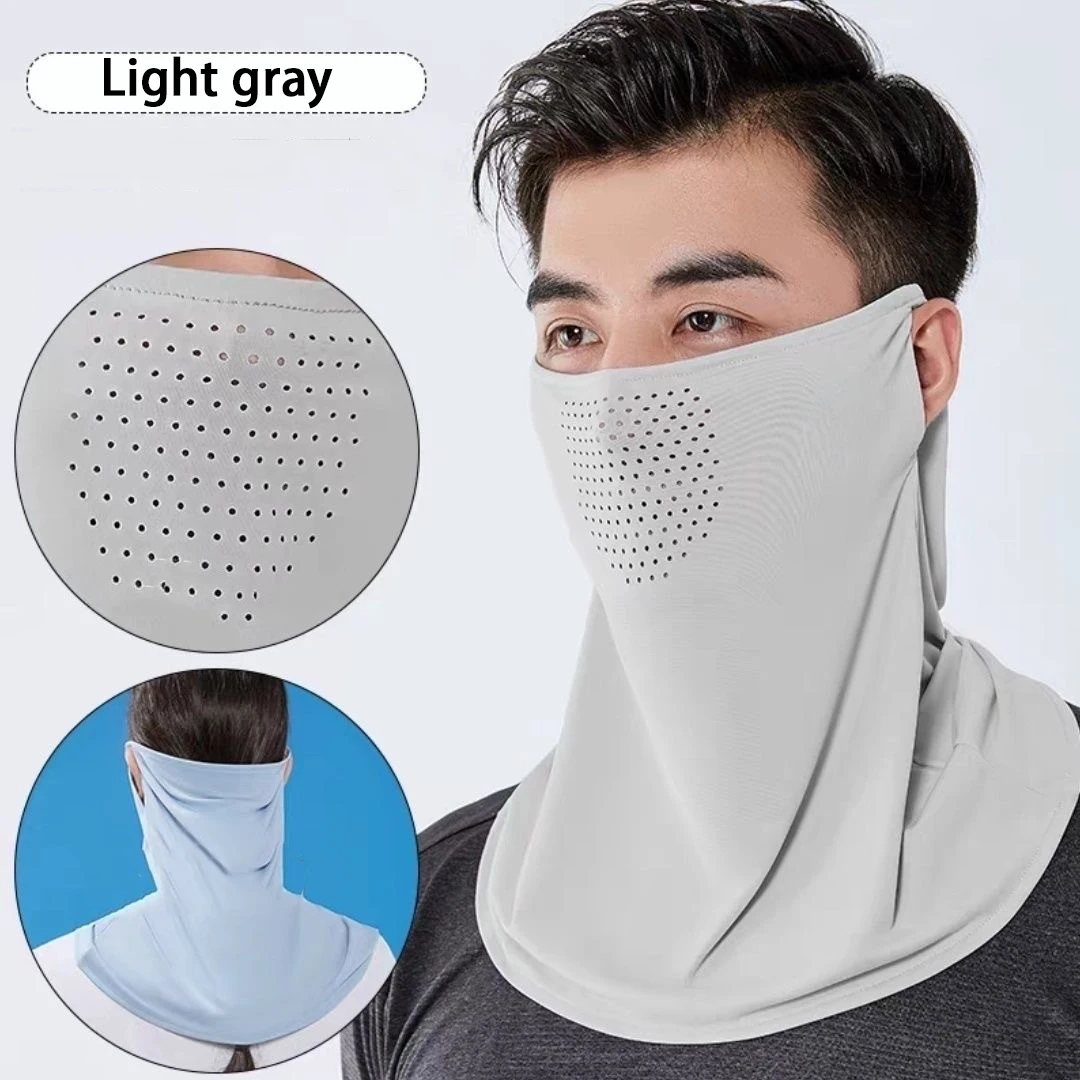 1pc Breathable Ear Hanging Sun Protection Mask Neck Cover Ice Silk Full Face One Piece Face Mask Outdoor Face Scarf Summer.