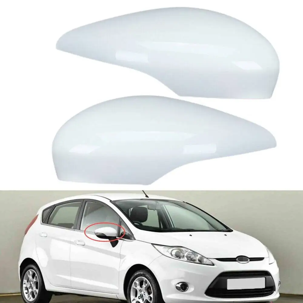 

2pcs Rear View Door Wing Mirror Cap Rearview Side Cover Trim Case White Replacement Exterior For Ford Fiesta MK7 2008-2017