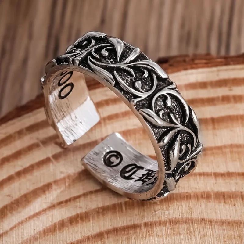Bague Retro Eternal Ring Silver Color Punk Gothic Vintage Open Ring For Men Women Handmade Designer Jewelry Unisex Gifts