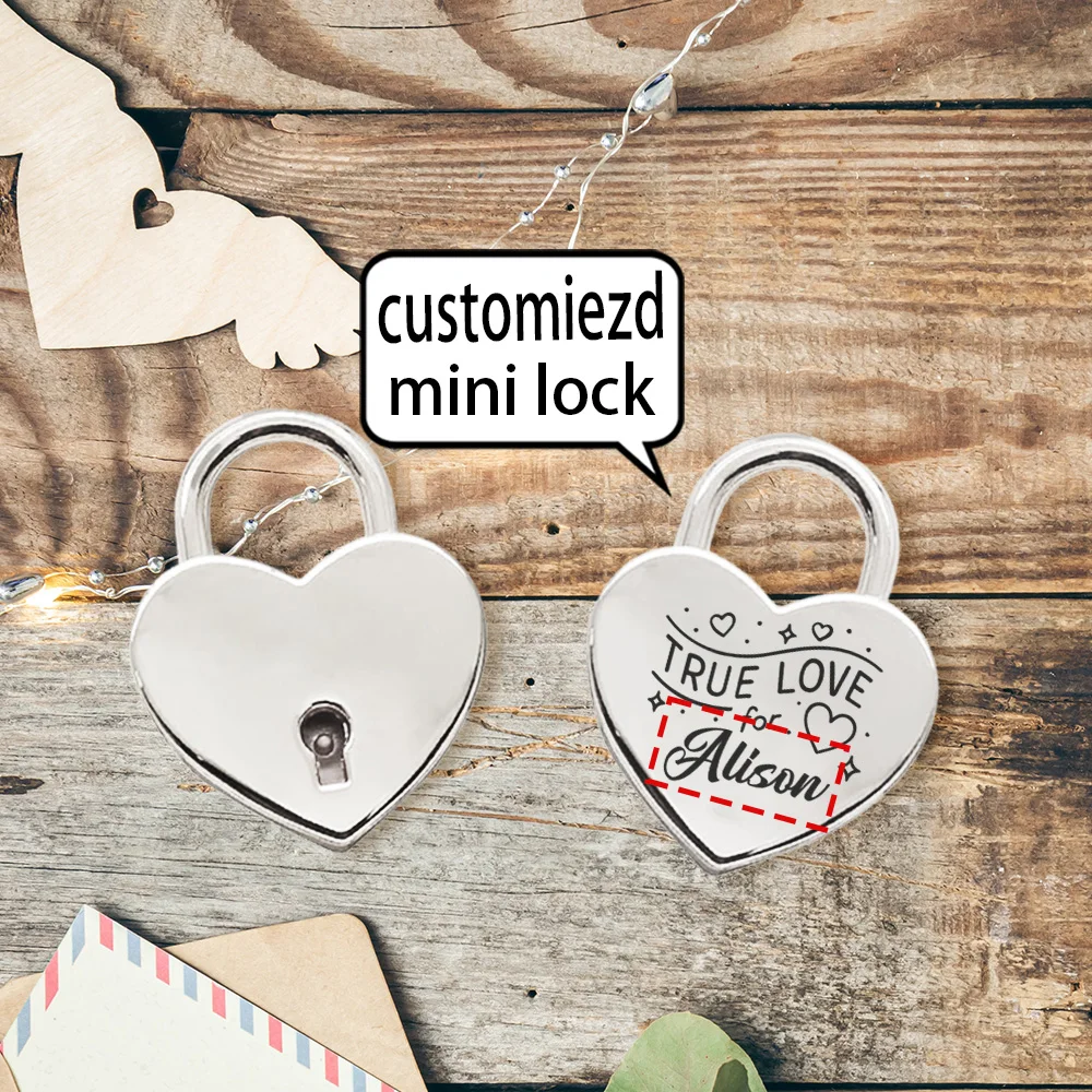 A custom-made padlock, combination lock mini heart Small size and space saving romantic engraved heart lock for travel