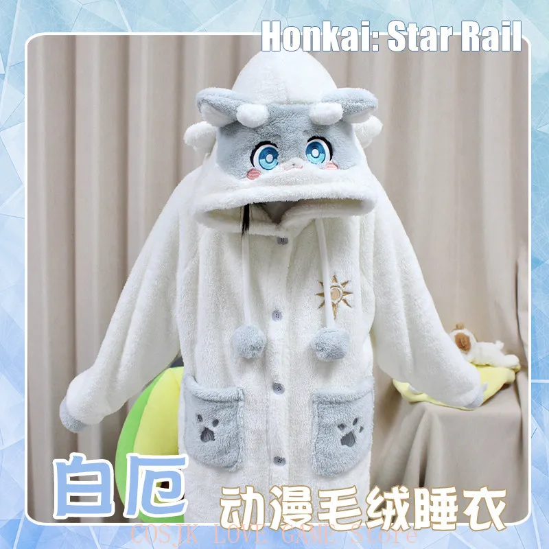 

Khaslana Phainon Game Honkai：Star Rail Rail Cartoon Night-gown Plush Hooded Sleepwear Winter Pyjamas Pants Set Cosplay Costume