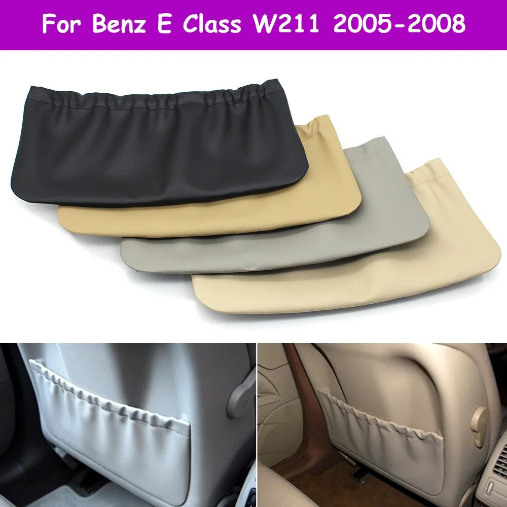 1PCS/2PCS W211 Car Seat Back Panel Leather Backrest Storage Pocket Cover Trim For Mercedes Benz E Class E200 E250 E300 2005-2008