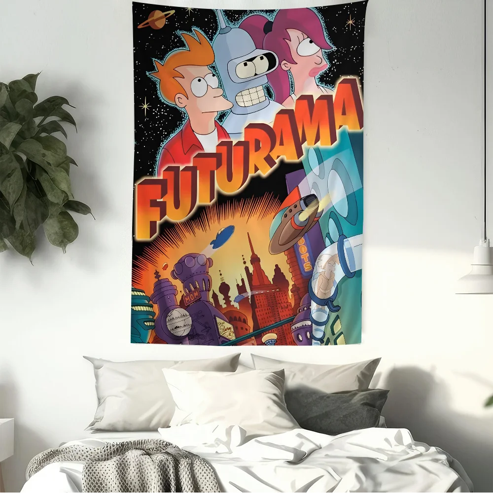 F-Futurama Art Hippie Wall Hanging Tapestries For Living Room Home Dorm Decor Kawaii Room Decor