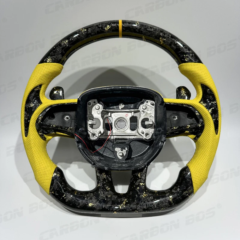 

Для R/T желтого качества из кожи Napa для Dodge Challenger Charger SRT золотой кованый гоночный руль из углеродного волокна спортивный