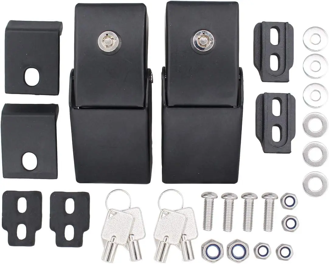 Pair Hood Latch Catch Lock Accessories Kit for Jeep Wrangler JK JKU 2007-18 JL JLU Gladiator JT 2018-2023 Aluminum Steel Locking