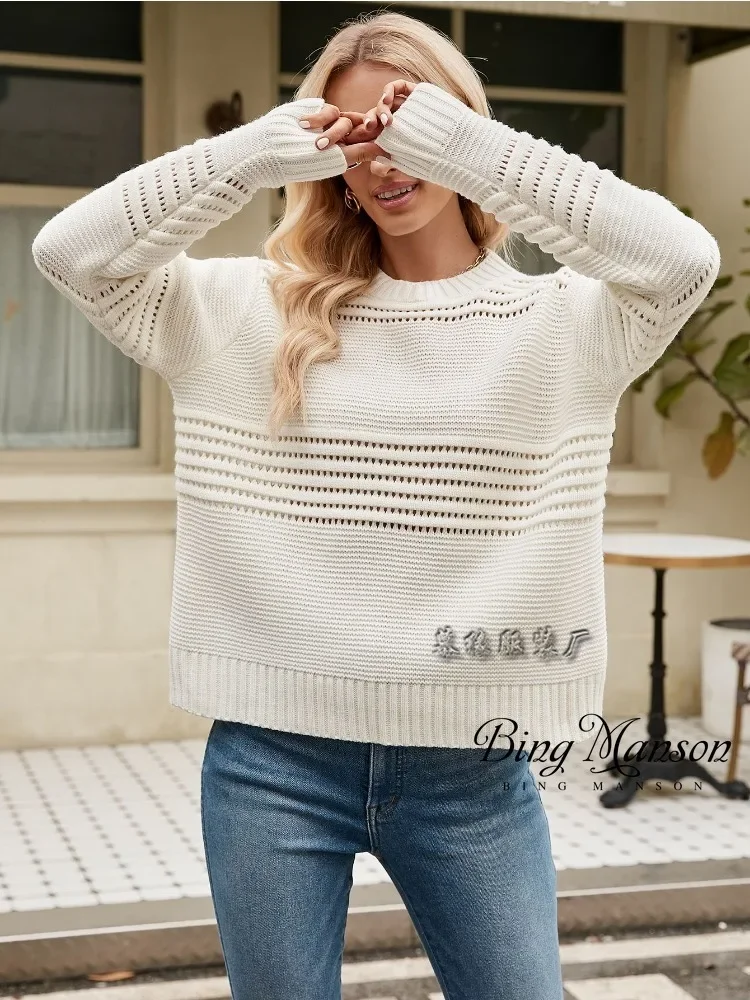 

2023 Women's Autumn and Winter Fashion New Pullover Sweater Pit Stripe Women's Knitwear Warm Casual Street Versatile Top Sweater