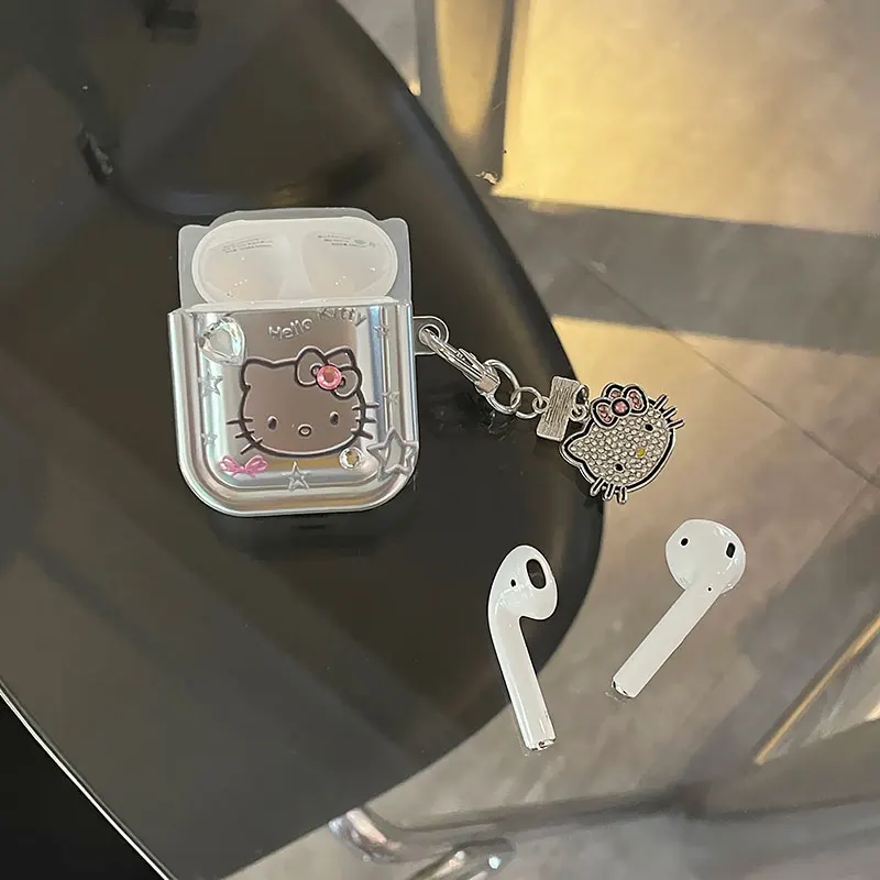 Sanrios Hello Kitty With Lanyard For Airpods1 2 3 Case Airpods Pro 2 Case Iphone Earphone Accessories Air Pod Luxury Metal Cover