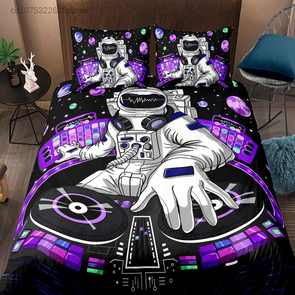 Bedding Set Astronaut Printed Pattern Duvet Cover Kids Adult Bed Set Room Decor Individual Pillowcase, Duvet Cover Or Set