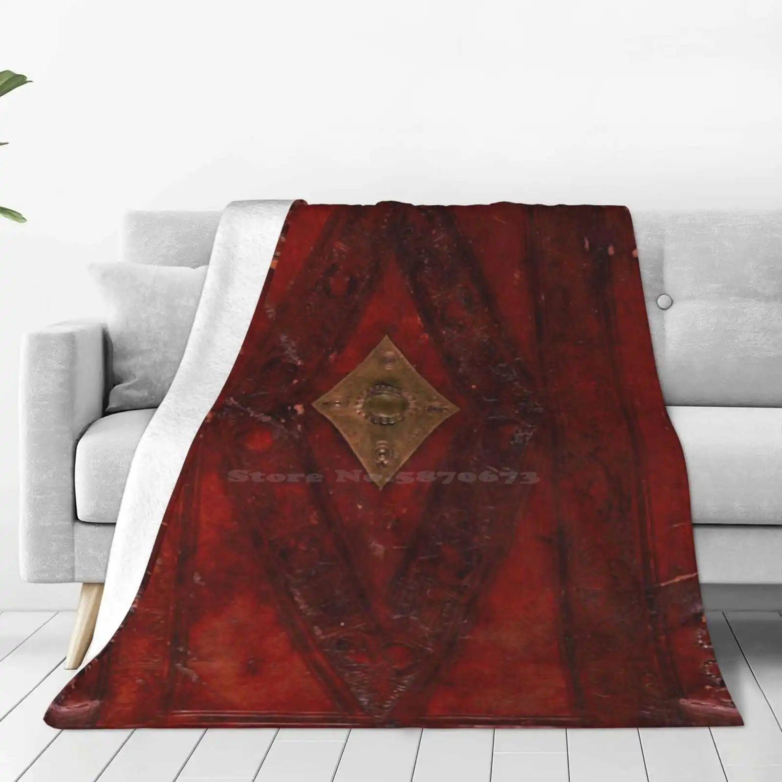 Ancient Medieval Style Book Cover Design Trend Style Funny Fashion Soft Throw Blanket Antique Leather Engraved Leather