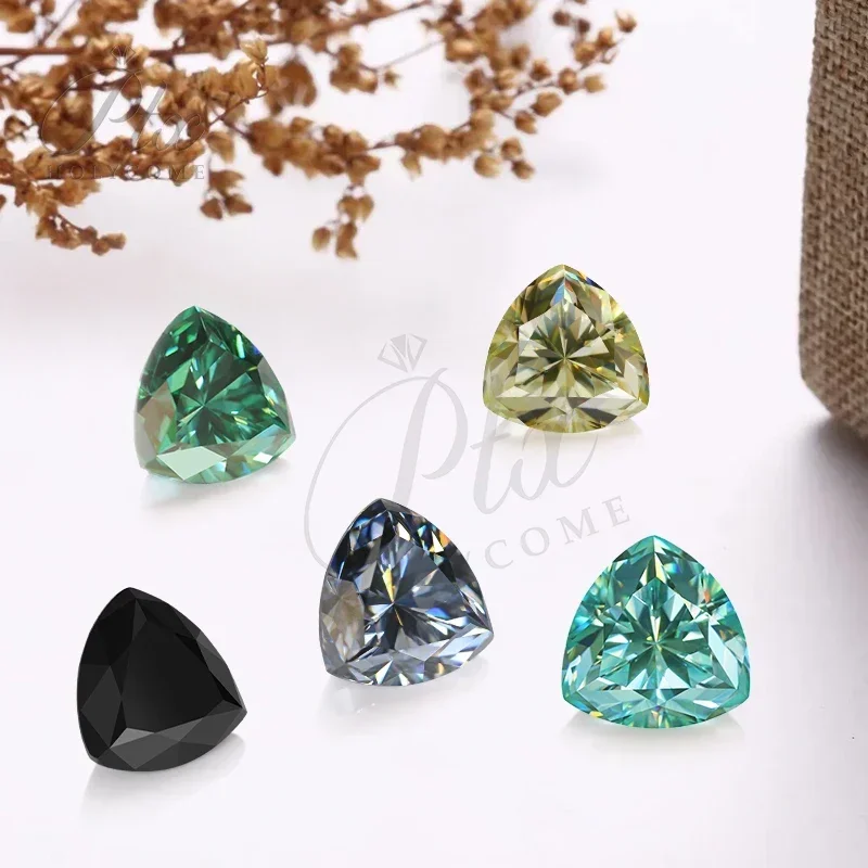 PTX GRA Free Girdle Aqua blue Color Trillion Brilliant Cut Best Loose Moissanite Diamond VVS1 Clarity Engagement Jewelry Making