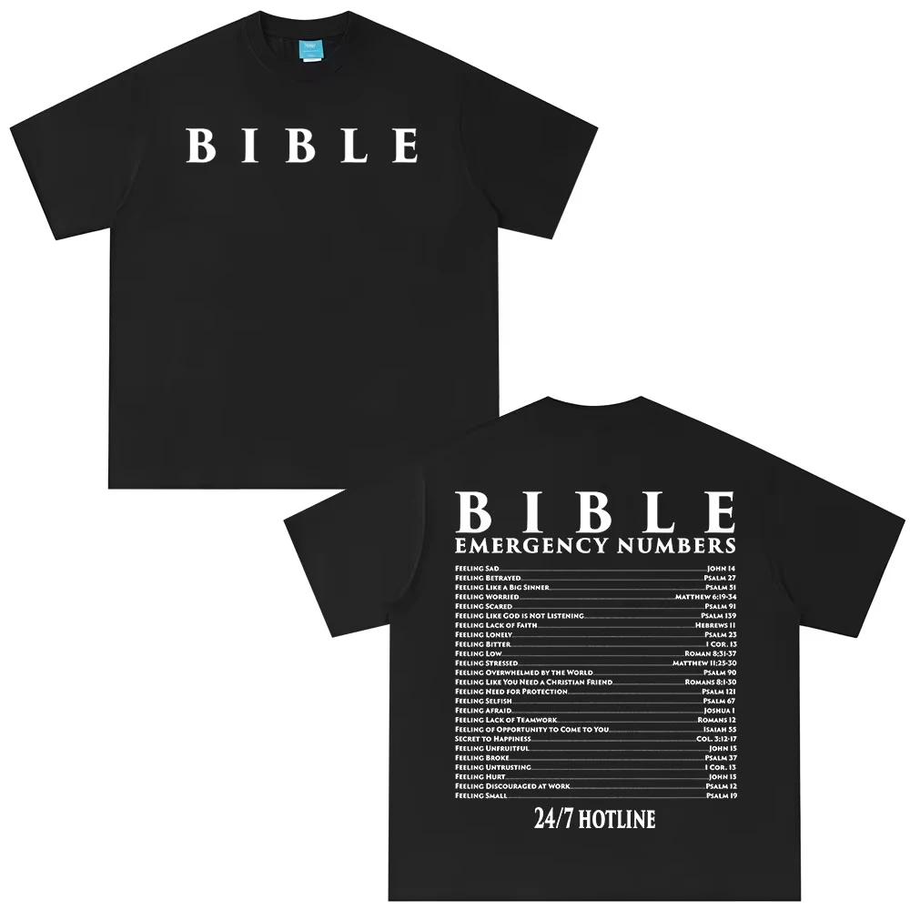 26 Funny Bible Emergency Numbers T-shirt Jesus God Faith Christian Men Women Fashion T Shirts T Shirt Streetwear