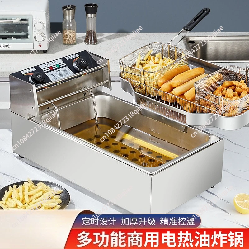 220V Single Tank Electric Deep Fryer Commercial Large Capacity for Fried Sticks Donuts Fries