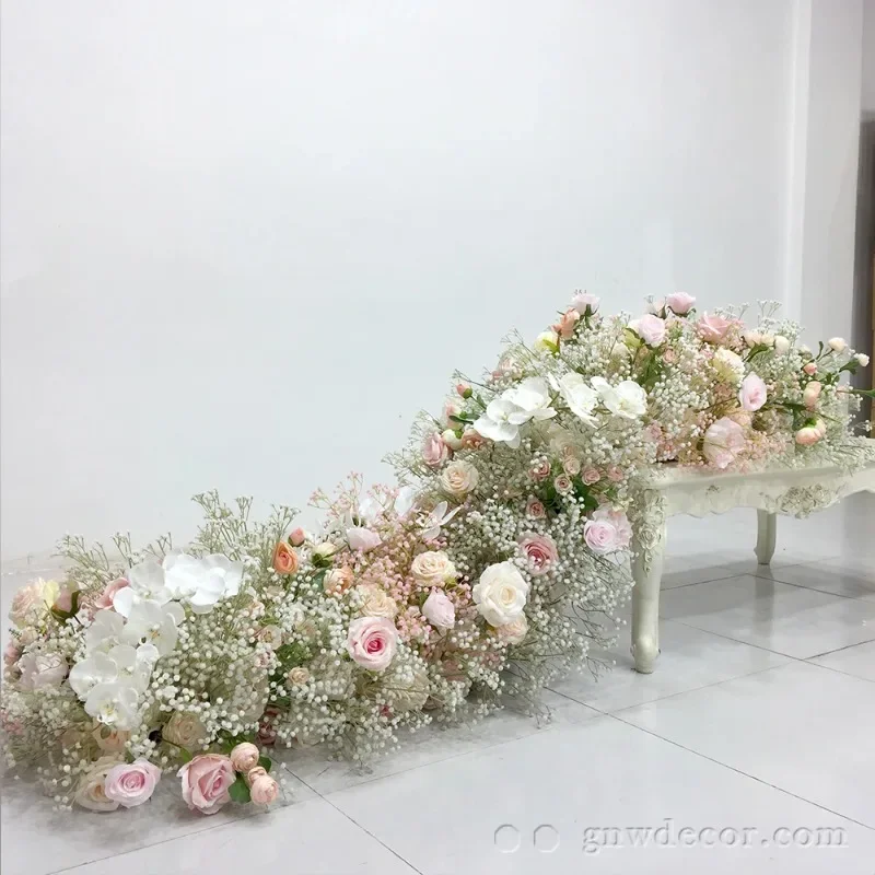 table runner babybreath garland flower for wedding reception decoration flower bouquet decor for wedding car