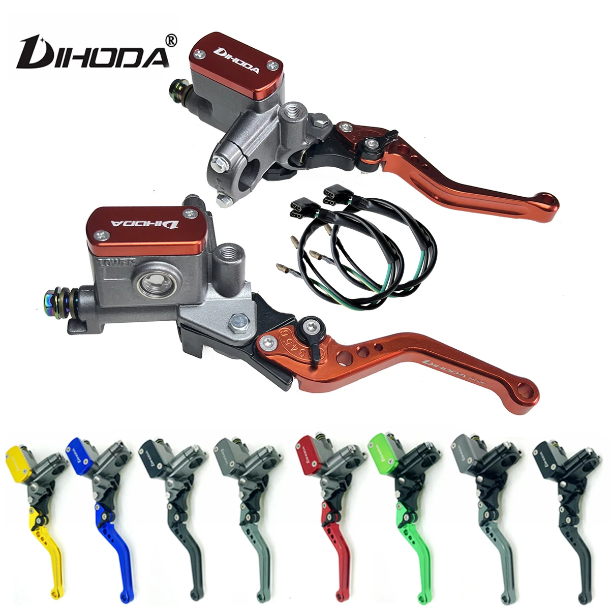 DIHODA Multicolor 1 pair Universal motorcycle master cylinder lever brake hydraulic clutch pump for honda Yamaha Kawasaki Suzuki