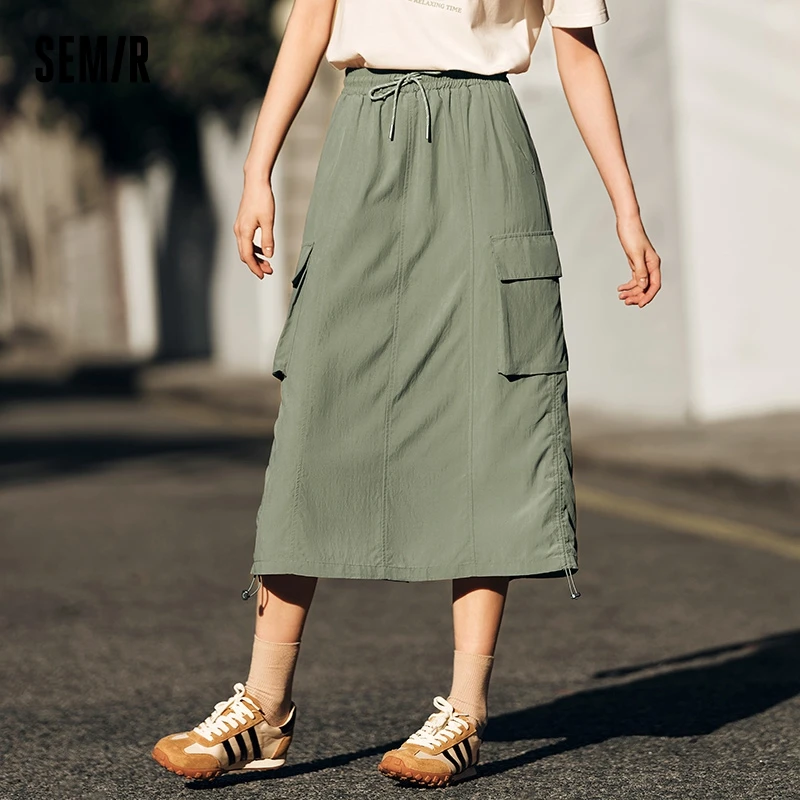 Semir Women Skirt Elastic Waist Denim Skirts Summer 2024 New Arrival With Loose And Fit Drawstring Skirt for Women