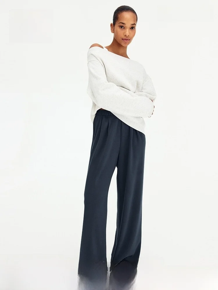 

Новые женские брюки H&M весенней коллекции: свободные, с широкими штанинами, удобные повседневные брюки с эластичным поясом из полиэстера