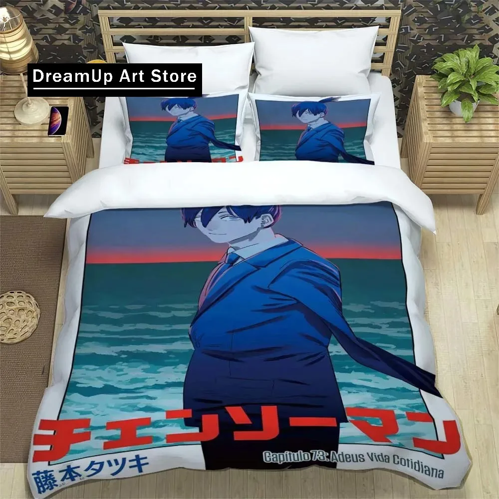 3D Print Fashion Anime Chainsaw Man Bedding Set Boys Girls Twin Queen King Size Duvet Cover Pillowcase Bed boys Adult Bedroom