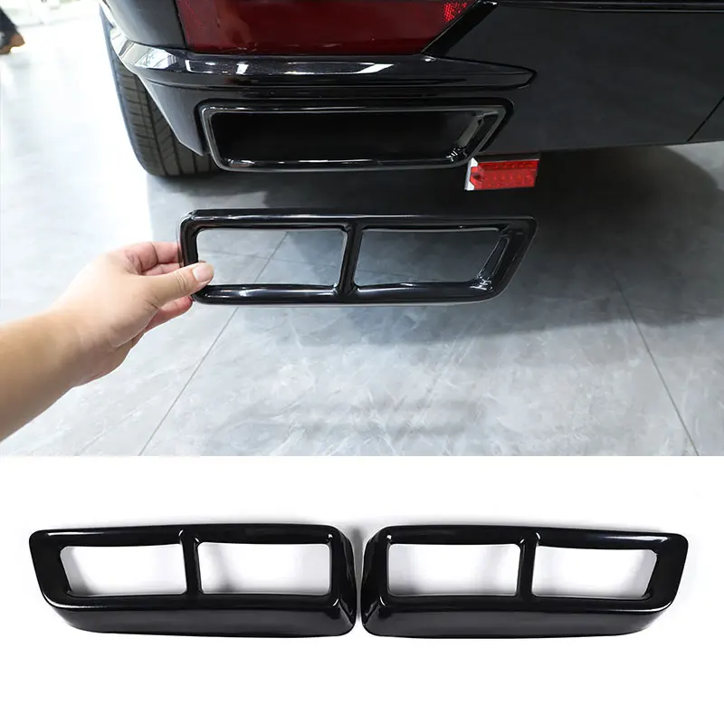 2Pcs Stainless Steel Black For Cadillac Escalade 2021-2024 Car styling tail throat exhaust pipe cover sticker car accessories