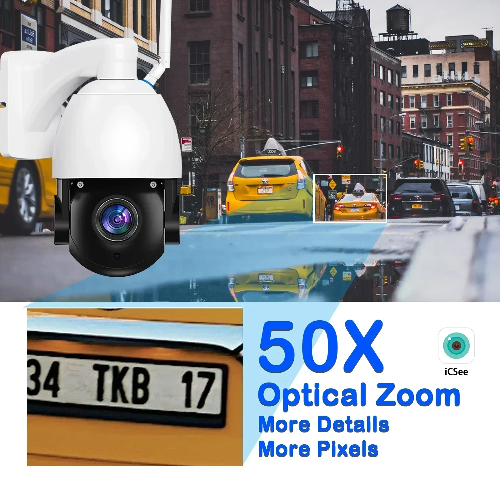 50X Zoom PTZ 4K 8MP WiFi IP Camera Surveillance Outdoor Night Vision View Security-Protection CCTV Video Camera ICsee